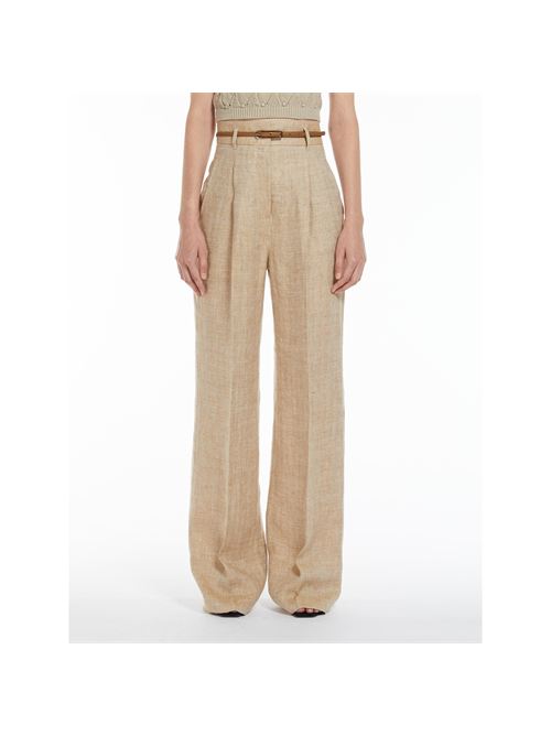 Herringbone linen trousers MAXMARA STUDIO | 2416131032600003